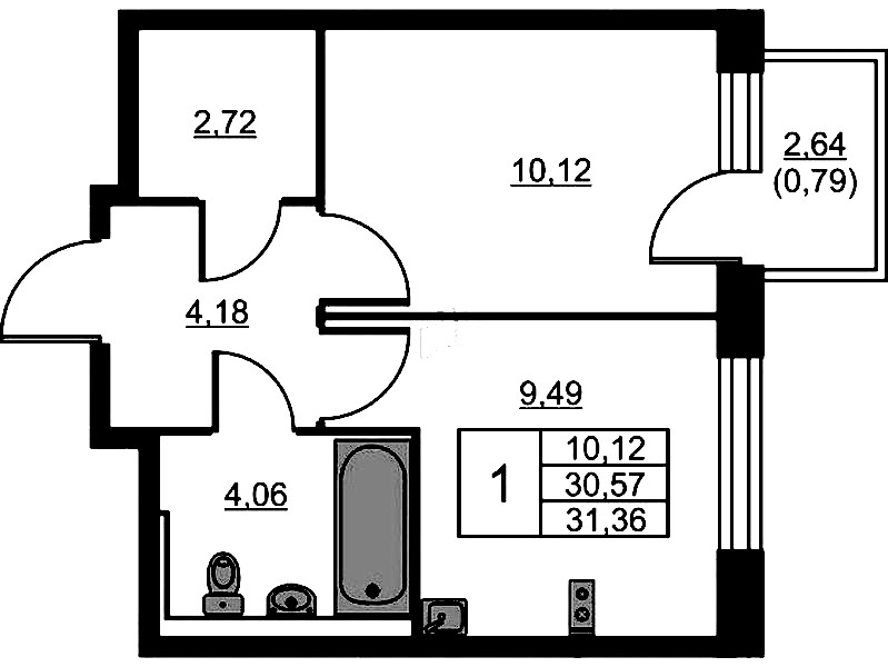 1-комнатная квартира 31.36 м², 15/24 эт., ЖК «Живи! В Рыбацком»